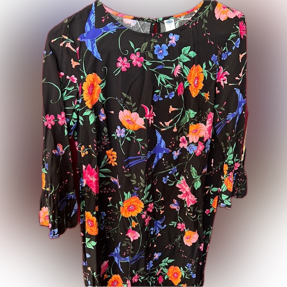 SALE Old Navy Floral Midi Dress – Puff Sleeve Boho Garden Print